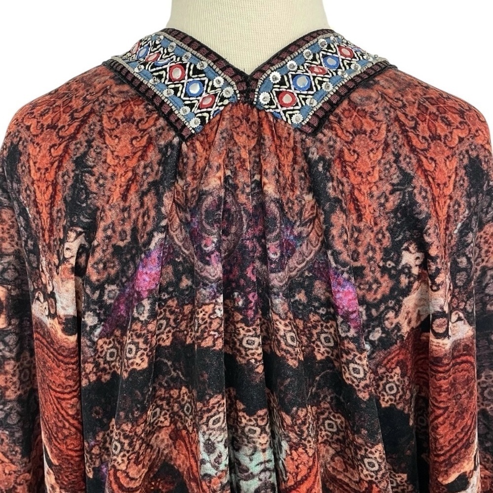 Soft Surroundings Velvet Kimono Topper Open Cardigan One Size Paisley Printed - Picture 9 of 16